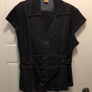 JC Penny Drama Gold denim jean short set 3X